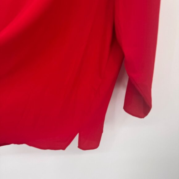 Catherines Red V-Neck Long Sleeve Top Rhinestone Accent size 3X 26/28W - Picture 10 of 11